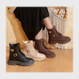 حذاء هاف بوت حريمى فوندي جلد إسكاي مستورد ونعل PVC حقن الوان متعددة شتوى من اكس تو - t-516