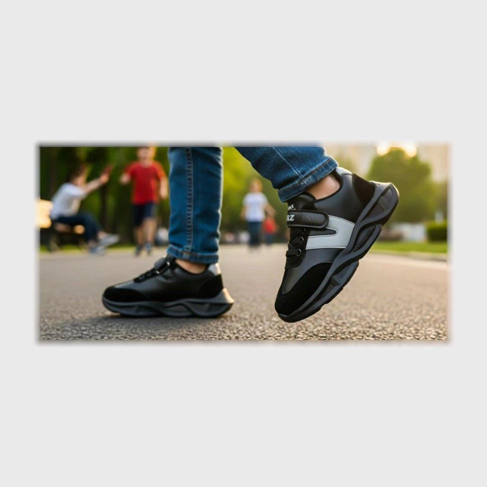 حذاء سنيكرز اولادى فوندي جلد إسكاي مستورد ونعل PVC حقن الوان متعددة جميع المواسم من ال وحيد - t411