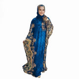 ملحفة رسومات حريمي قطيفه فرنساوي مضلع ازرق شتوي من ايه ال واي - 32512-BL