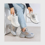 حذاء سنيكرز حريمى فوندي جلد إسكاي مستورد ونعل PVC حقن الوان متعددة جميع المواسم من بي ان شوز - w105