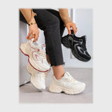 حذاء سنيكرز حريمى فوندي جلد إسكاي مستورد ونعل PVC حقن الوان متعددة جميع المواسم من كيو آر شوز - w206