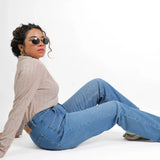 بنطلون ستريت حريمي جينز رباعيه قطن 100 % كحلي وسط جميع المواسم من ايجي وير جينز - wlg03-465-medumblue