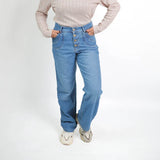 بنطلون ستريت حريمي جينز رباعيه قطن 100 % كحلي وسط جميع المواسم من ايجي وير جينز - wlg03-465-medumblue