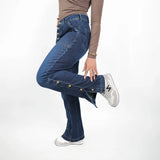 بنطلون شارلستون حريمي جينز رباعيه قطن 100 % كحلي وسط جميع المواسم من ايجي وير جينز - wlgw02-452-medumblue