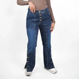 بنطلون شارلستون حريمي جينز رباعيه قطن 100 % كحلي وسط جميع المواسم من ايجي وير جينز - wlgw02-452-medumblue