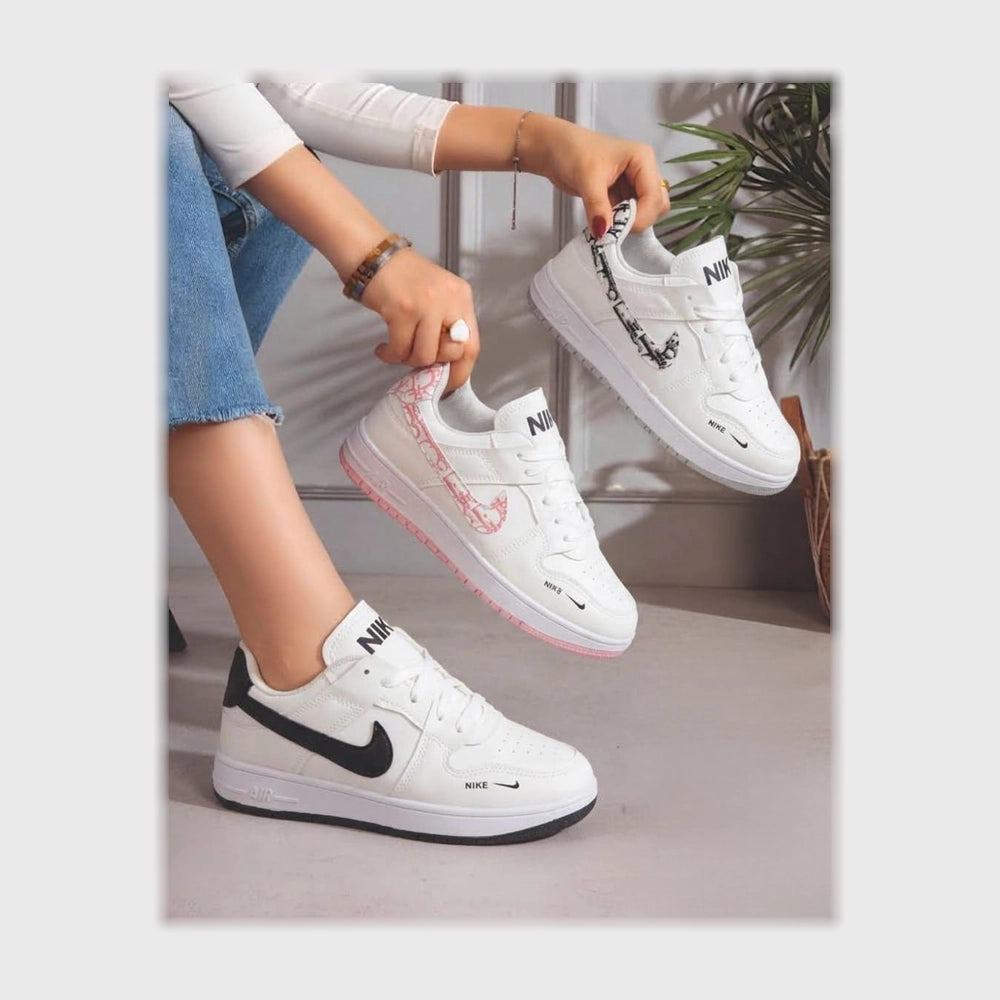 حذاء سنيكرز حريمى فوندي جلد إسكاي مستورد ونعل PVC حقن الوان متعددة جميع المواسم من الشماع - x-100