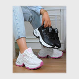 حذاء سنيكرز حريمى فوندي جلد إسكاي مستورد ونعل PVC حقن الوان متعددة جميع المواسم من لابتوب - x64