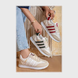 حذاء سنيكرز حريمى فوندي جلد إسكاي مستورد ونعل PVC حقن الوان متعددة جميع المواسم من كيو آر - xo251