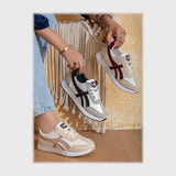 حذاء سنيكرز حريمى فوندي جلد إسكاي مستورد ونعل PVC حقن الوان متعددة جميع المواسم من كيو آر - xo27