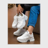 حذاء سنيكرز حريمى فوندي جلد إسكاي مستورد ونعل PVC حقن الوان متعددة جميع المواسم من لابتوب - yz430