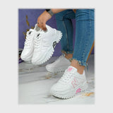 حذاء سنيكرز حريمى فوندي جلد إسكاي مستورد ونعل PVC حقن الوان متعددة جميع المواسم من لابتوب - yz437