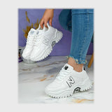 حذاء سنيكرز حريمى فوندي جلد إسكاي مستورد ونعل PVC حقن الوان متعددة جميع المواسم من لابتوب - yz438