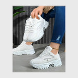 حذاء سنيكرز حريمى فوندي جلد إسكاي مستورد ونعل PVC حقن الوان متعددة جميع المواسم من لابتوب - yz443