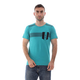 Osama Tex Printed Round Neck T-shirt for Men, Single Lycra - Turquoise