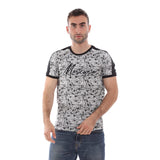 Osama Tex Printed Round Neck T-shirt for Men, Persola - Black