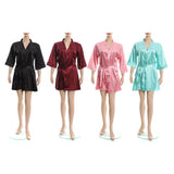 Al Nada Short Satin Robe for Women, 100 % Polyster - Multicolor