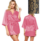 Al Nada Short Robe for Women, Satin - Rose