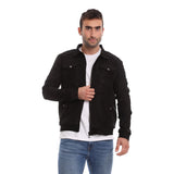 Al Hayba Zipped Casual Jacket for Men, Cotton - Black