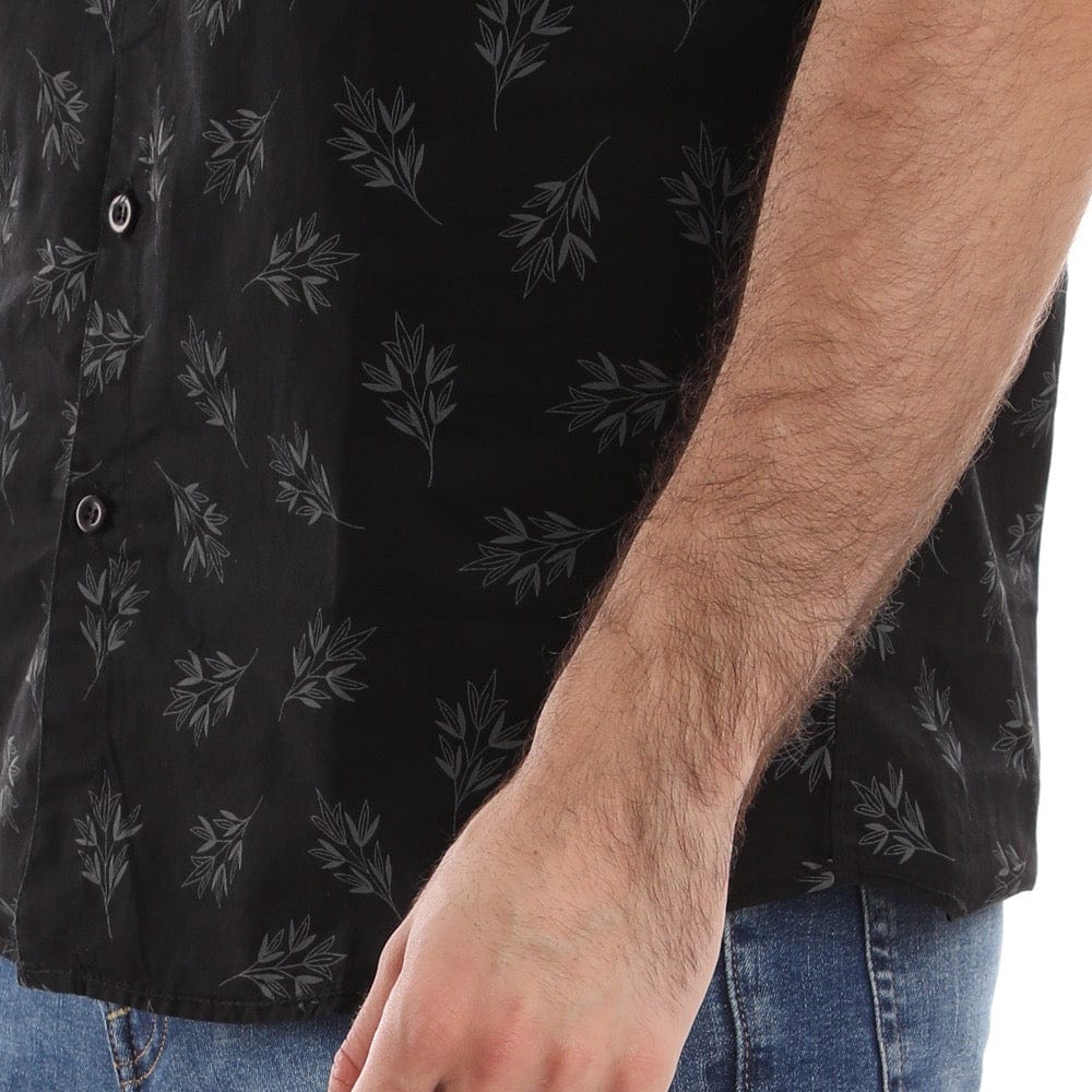 قميص أكمام قصيرة من نيو نيم رجالي قطن 100%، أسود