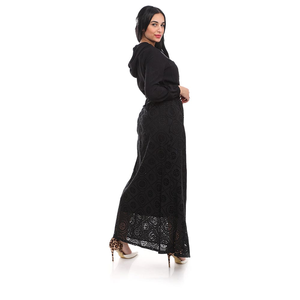 فستان طويل من اسبنوزا حريمي جاكار/فوال، أسود (6937818366088)