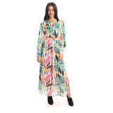 Spenoza Printed Long Dress for Women, Imported Chiffon - Multicolor