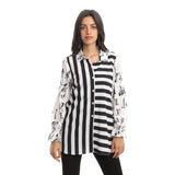 Spenoza Printed Shirt for Women, 100% Polyster - Black