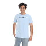 El Haffar Round Neck T-shirt for Men, Imported Single Lycra - Baby Blue